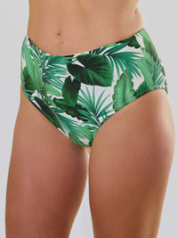 Swim High Rise Bottom Stay Floral Palm Tree Green