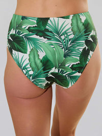 Swim High Rise Bottom Stay Floral Palm Tree Green