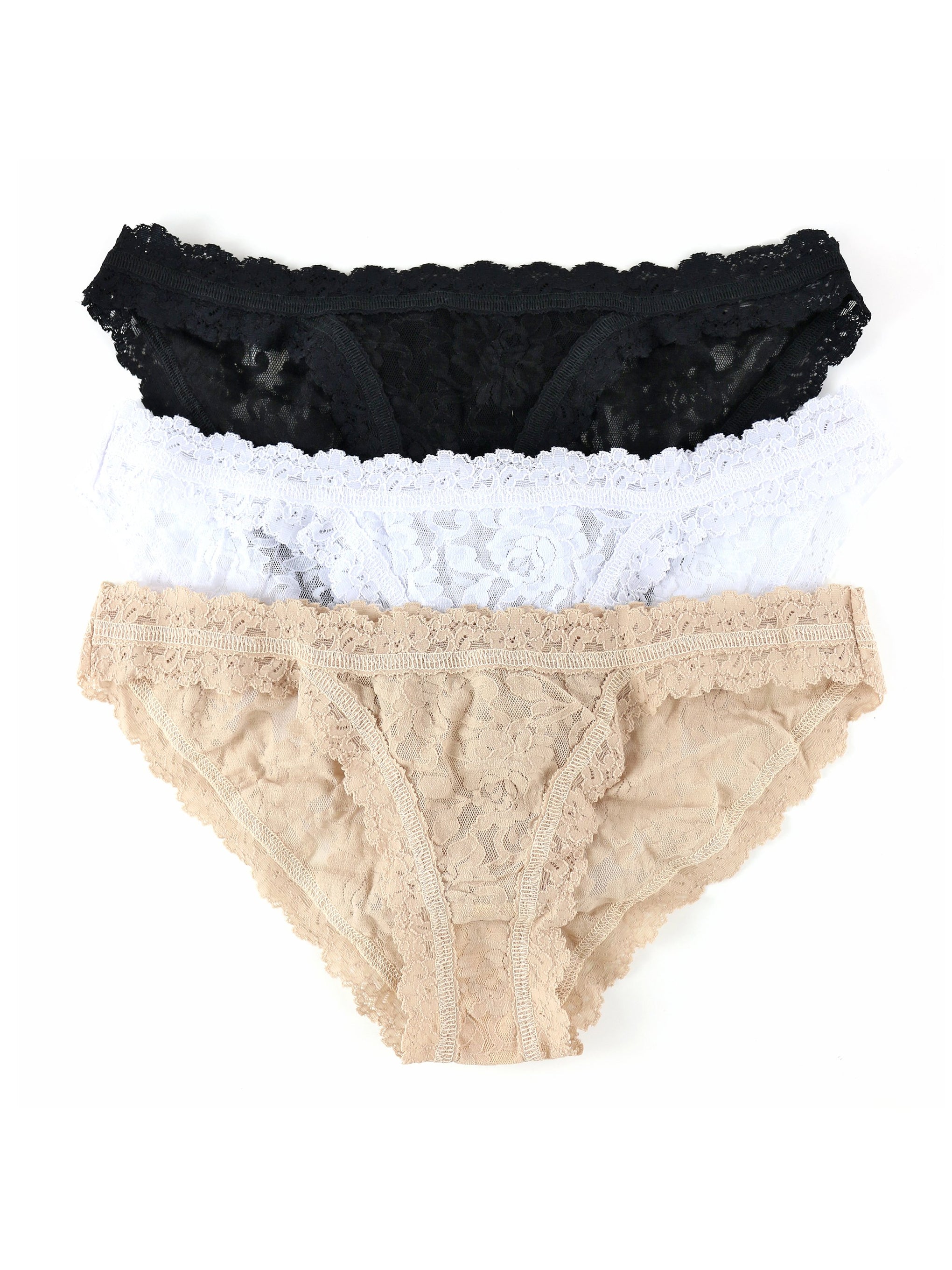3 Pack Women's C-string Thong Invisible Lace Panties No Show Sexy
