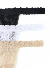 3 Pack Signature Lace G-string-BLACK WHITE CHAI-Hanky Panky