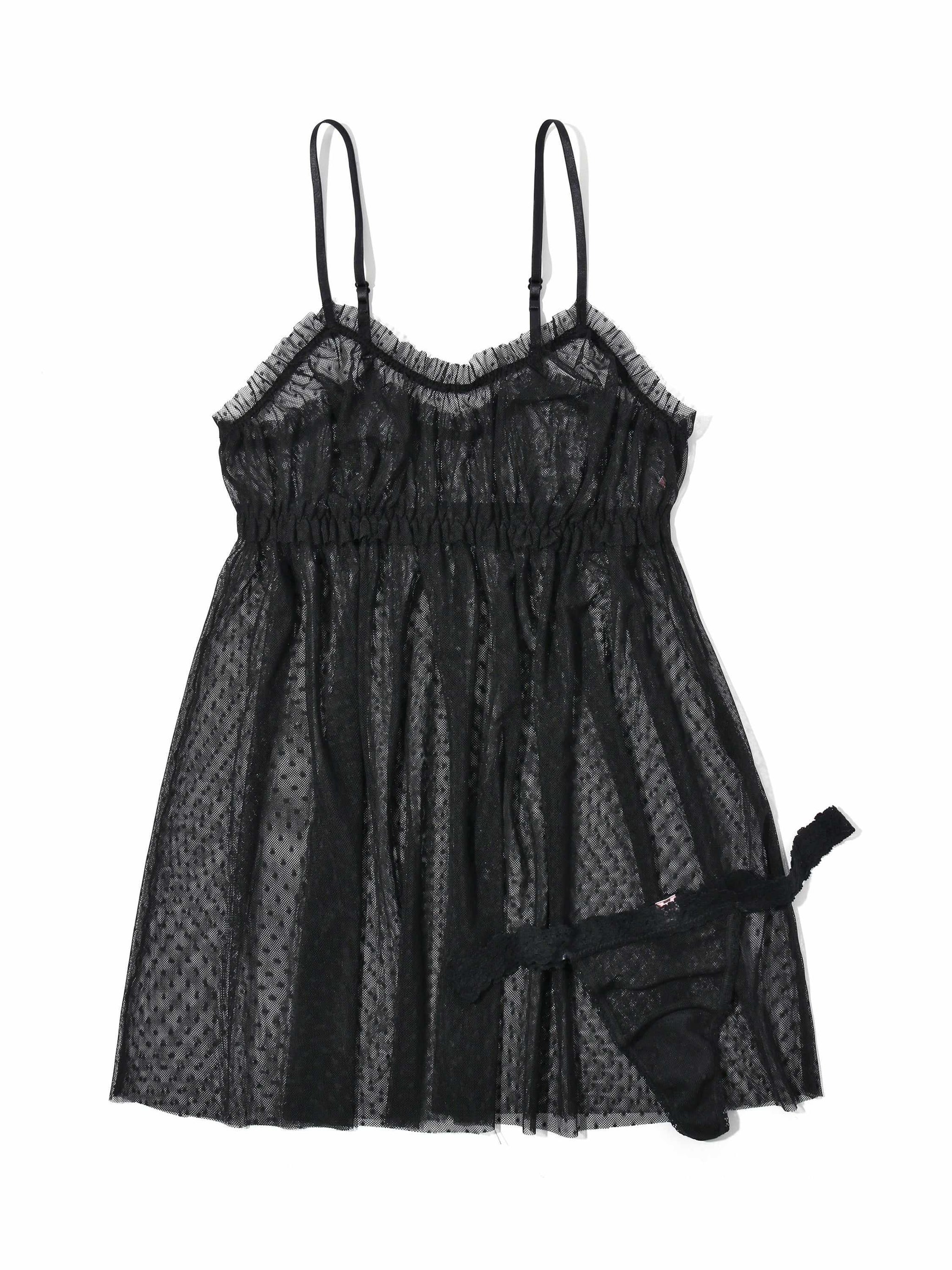 Dotted Tulle Babydoll with G-String