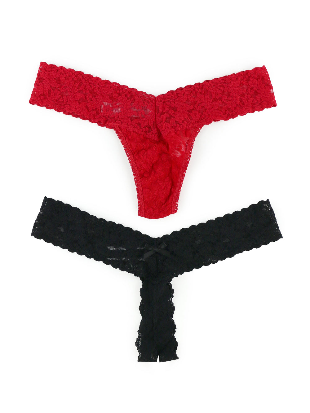 Naughty and Nice Thong 2 Pack in Black/Red