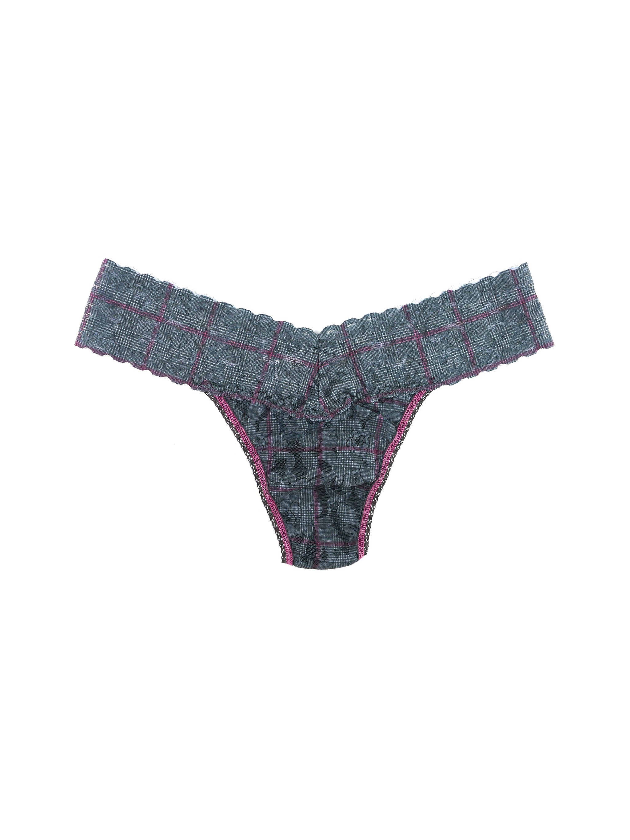 Petite Size Printed Signature Lace Thong Academy Check Sale