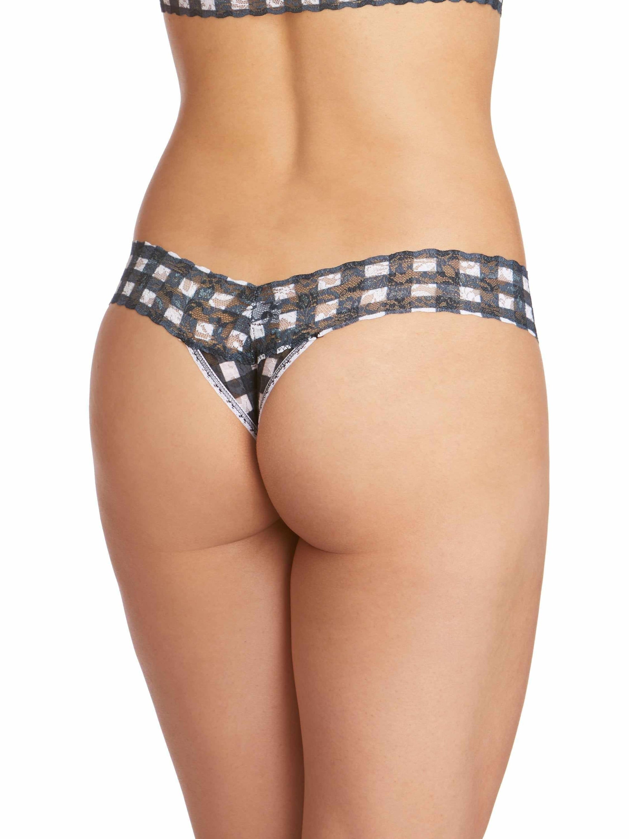 Petite Size Printed Signature Lace® Thong Gridlock Sale