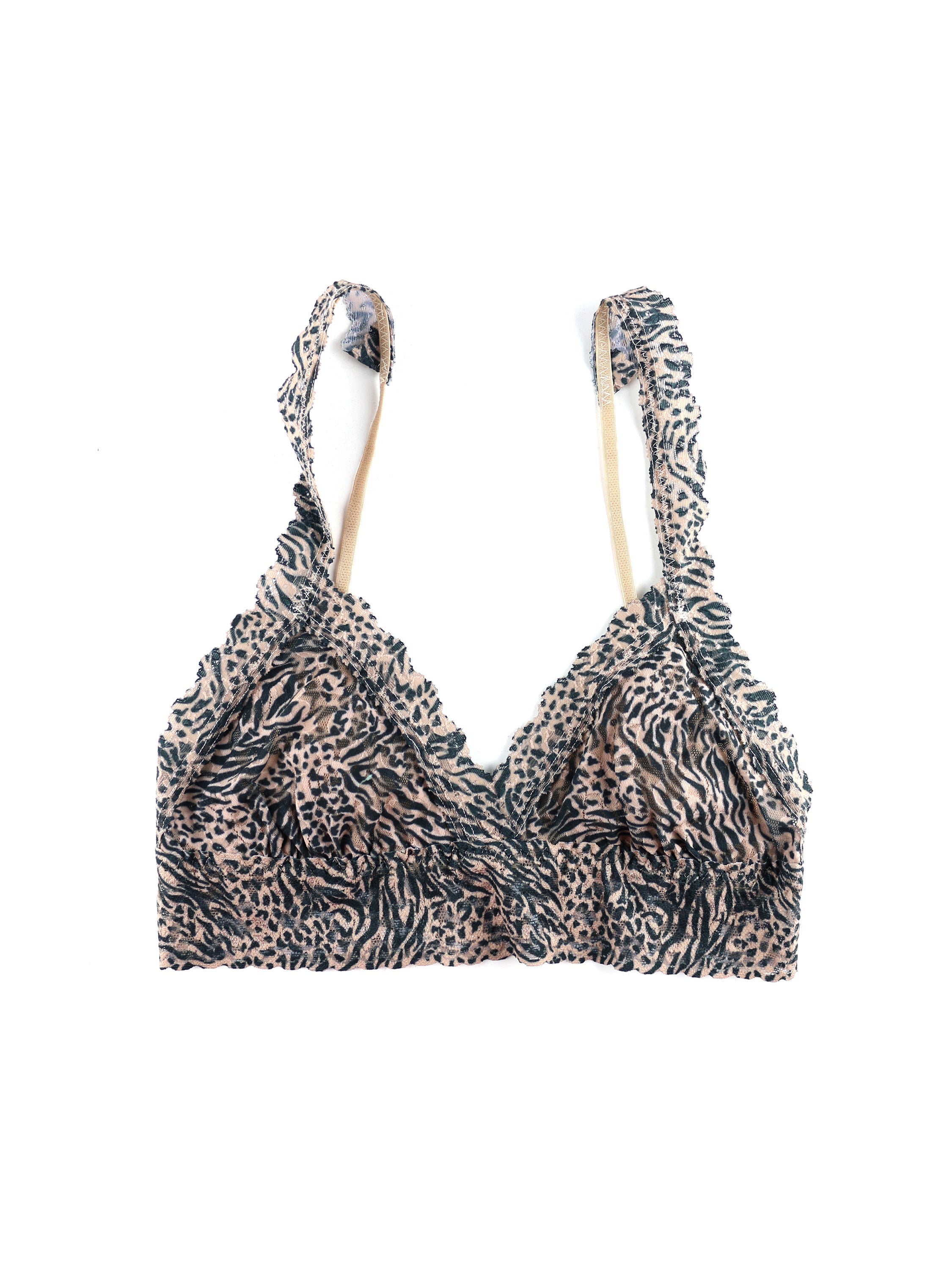Printed Signature Lace Crossover Bralette Sale in Animal Kingdom