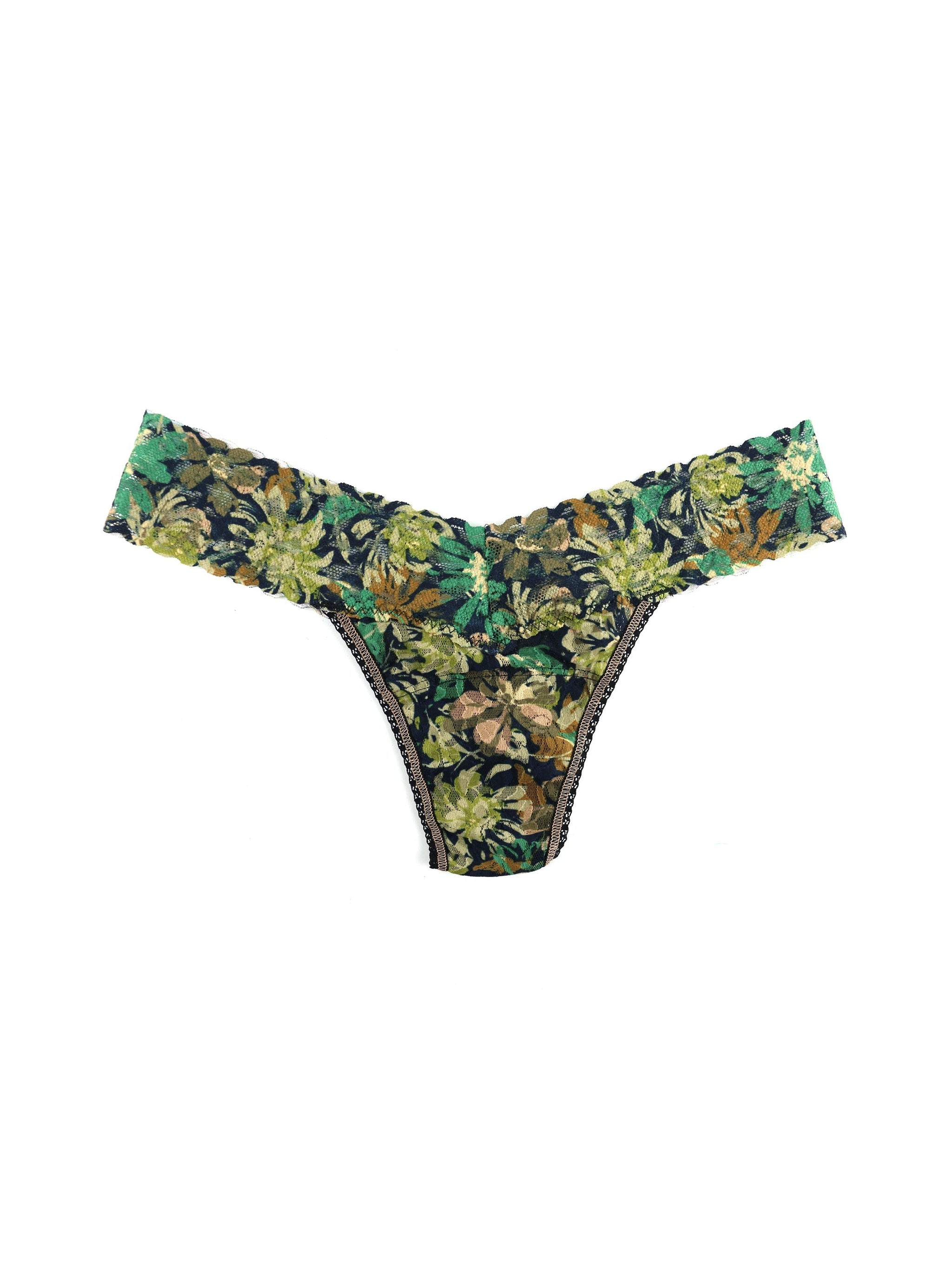 Printed Signature Lace Low Rise Thong Camo Garden Sale