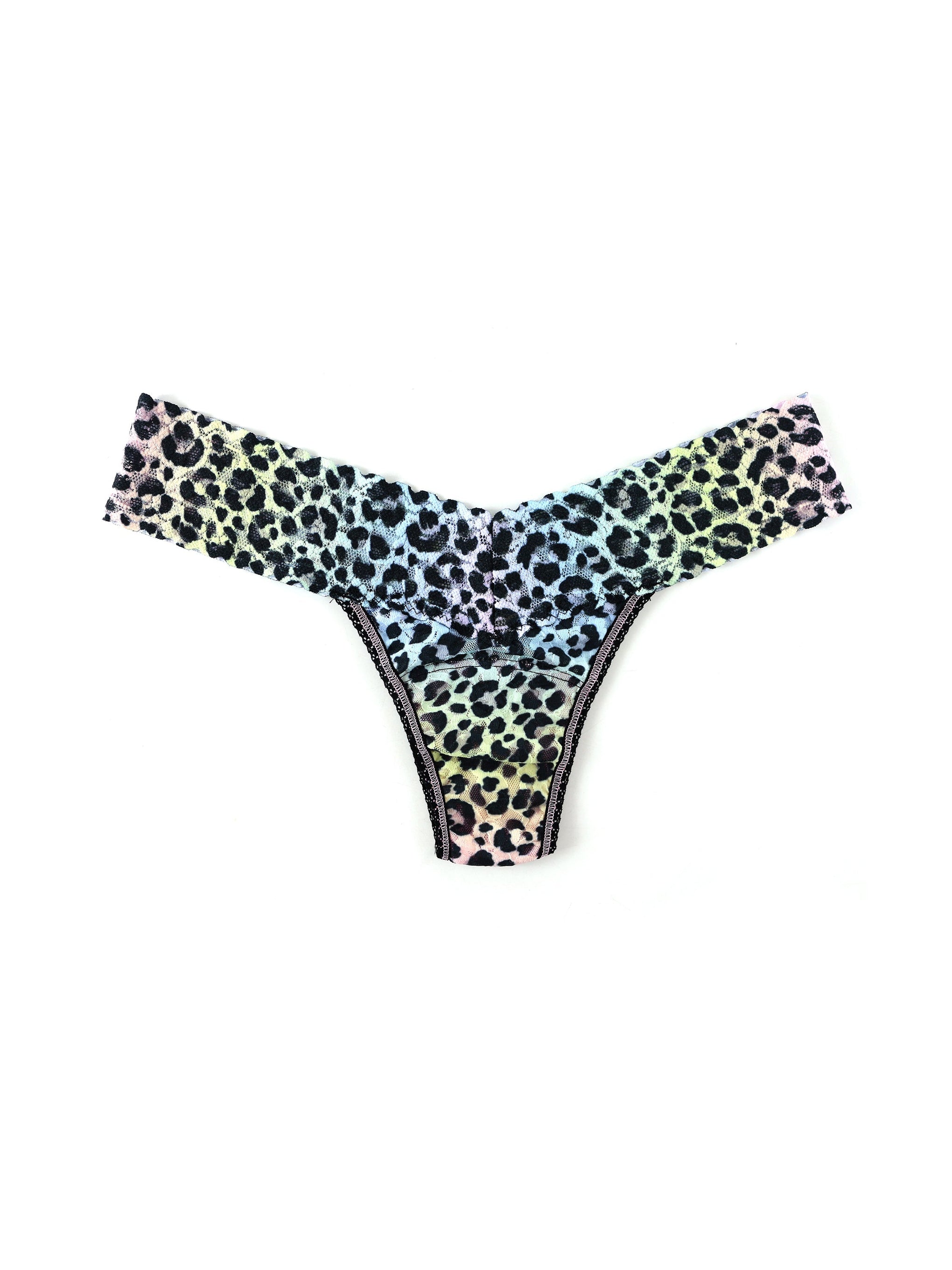Printed Signature Lace Low Rise Thong Rainbow Leopard Sale