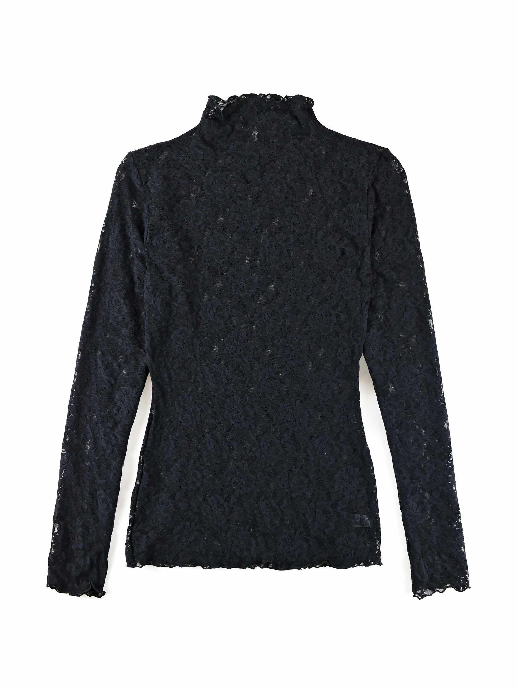Signature Lace Long Sleeve Funnel Neck Top