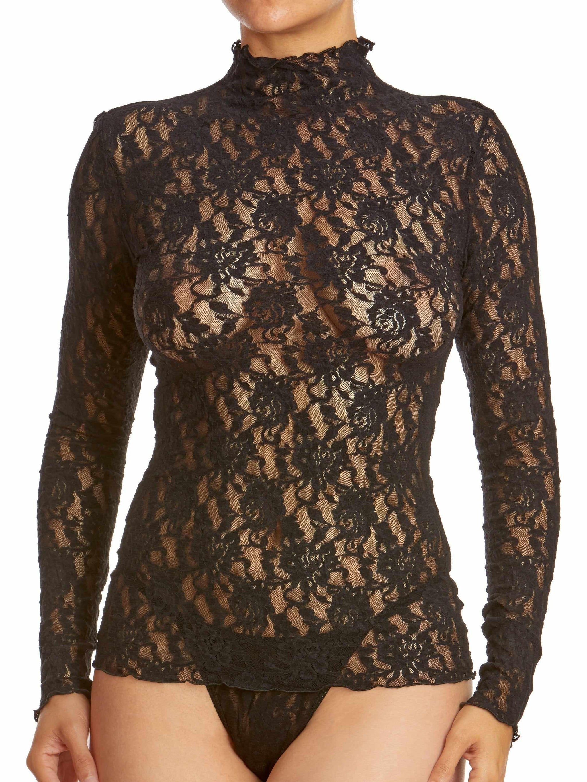 Signature Lace Long Sleeve Funnel Neck Top