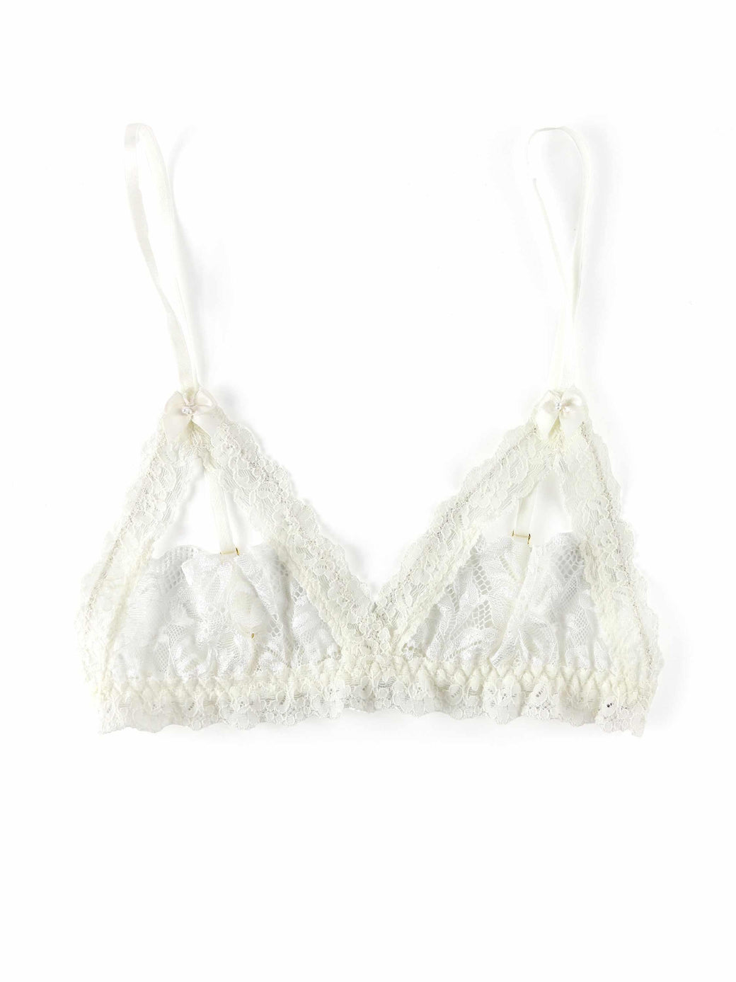 Light Ivory Victoria Lace Open Bralette Flat Lay - Chantilly Lace Unlined Bralette | Hanky Panky