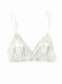 Light Ivory Victoria Lace Open Bralette Flat Lay - Chantilly Lace Unlined Bralette | Hanky Panky
