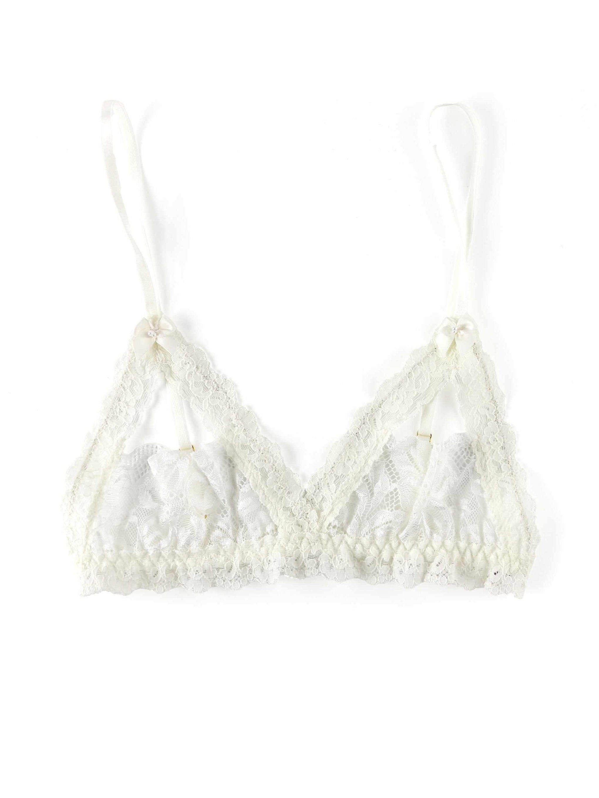 Light Ivory Victoria Lace Open Bralette Flat Lay - Chantilly Lace Unlined Bralette | Hanky Panky